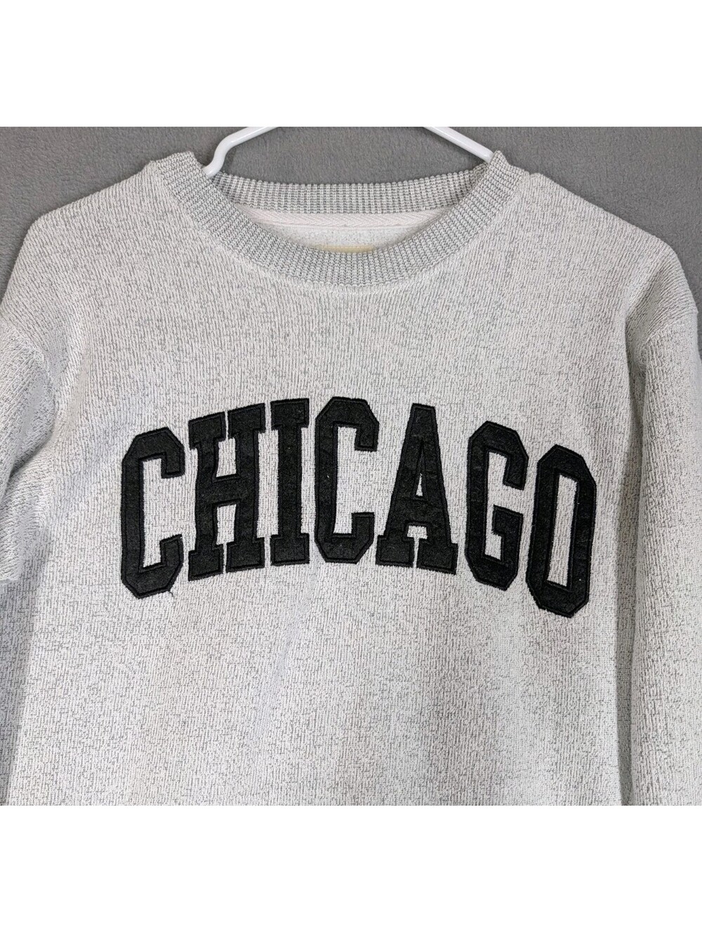 New York Popular Mens Small Gray Chicago Crewneck Sweatshirt Varsity Street Wear